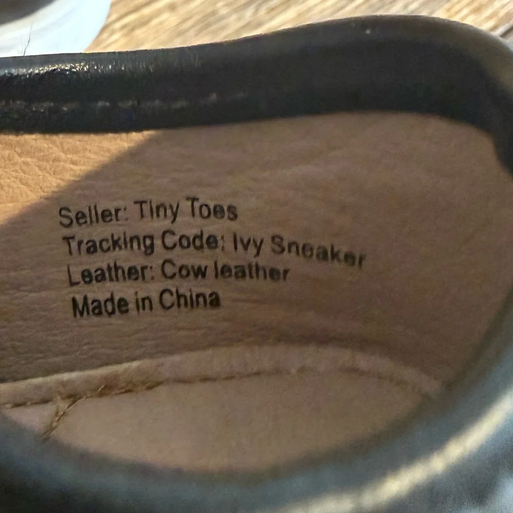 Tiny toes toddler leather black sneakers